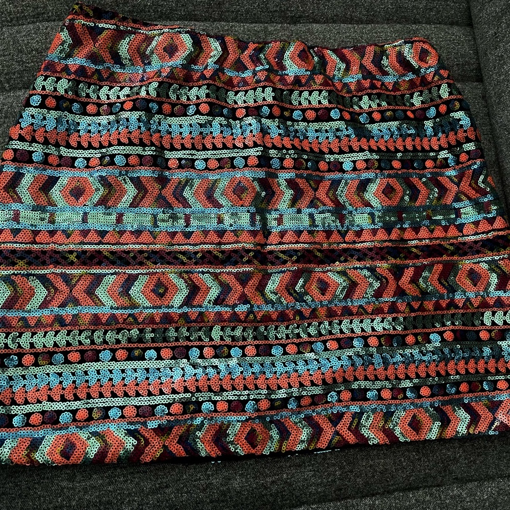 NWOT Necessary Clothing Multicolor Sequin Mini Skirt, M